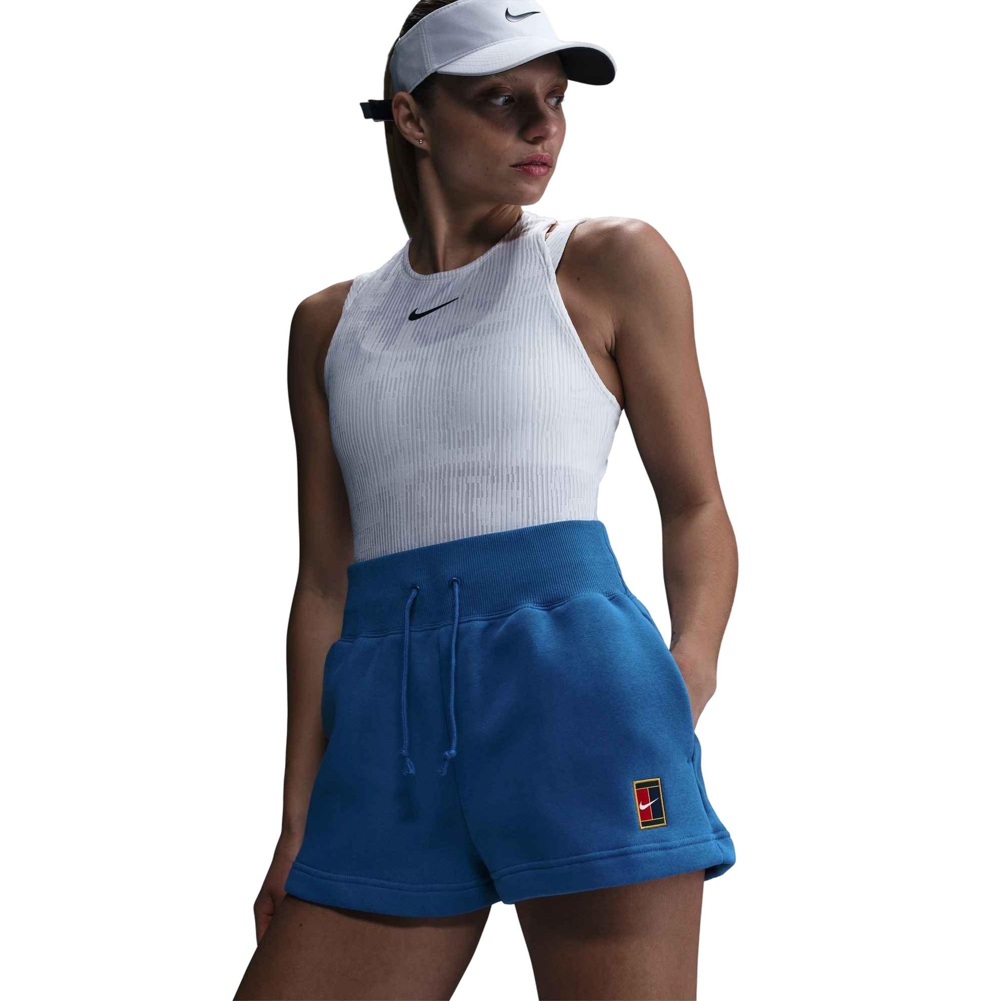 Nike Women's Court Phoenix Fleece High-Waisted​ Loose Heritage Shorts​ -Blue